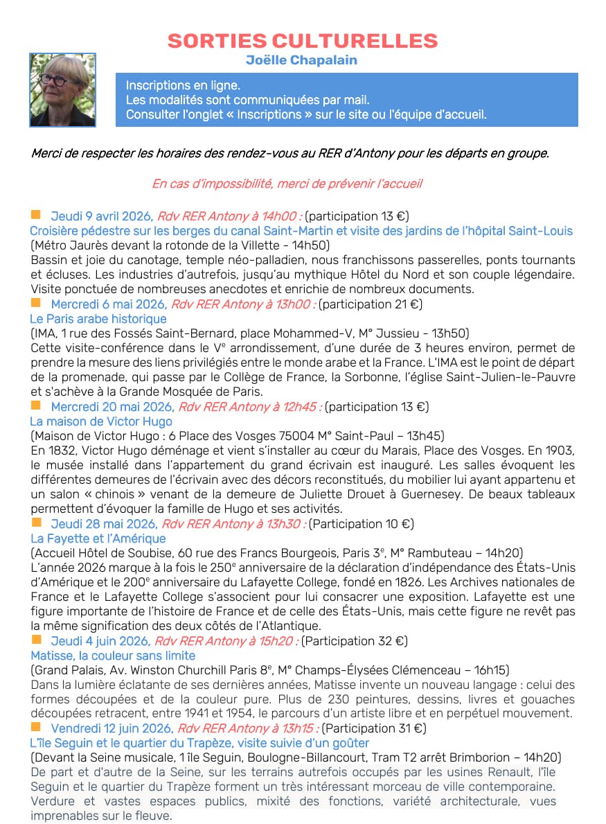 Sorties Culturelles